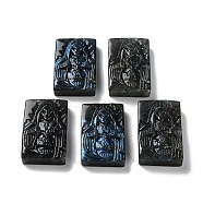 Natural Labradorite Engraved Cabochons, Rectangle, 48~49x30~30.5x11~12mm(G-C097-01A)