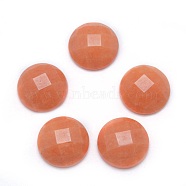 Natural Red Aventurine Cabochons, Faceted, Half Round, 14~14.5x5mm(G-P393-P09-14.5mm)