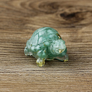 Resin Home Display Decorations, with Natural Green Aventurine Chips and Gold Foil Inside, Tortoise, 50x30x27mm(G-PW0005-10E)
