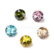 Glass Rhinestone Cabochons, Pointed Back & Back Plated, Flat Round, Mixed Color, 8x4.5mm(RGLA-J035-B-TG)