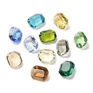 Pointed Back Glass Rhinestone Cabochons, Rectangle, Faceted, Mixed Color, 10x8x4.5~5mm(GLAA-B012-17A)