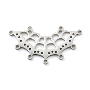 304 Stainless Steel Multi-Strand Links, Laser Cut, Spider Web, Stainless Steel Color, 13x25x1mm, Hole: 1mm(STAS-B056-08P)