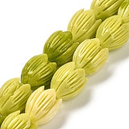 Synthetic Shell Dyed Carved Beads Strands, Flower, Lime, 12x10mm, Hole: 1.5mm, about 26pcs/strand, 12.20''(31cm)(SHEL-K007-08C-04)