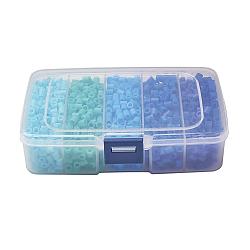 5mm PE DIY Fuse Beads Refills for Kids, Tube, Blue, 5x5mm, Hole: 3mm, about 1900pcs/ box(DIY-X0051-01-B)