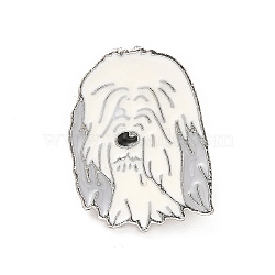 Dog Enamel Pin with Brass Butterfly Clutches, Alloy Badge for Backpack Clothing, Old English Sheepdog, 25x20x10mm, Pin: 1.1mm(JEWB-A006-04D)