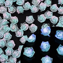 Luminous Resin Decoden Cabochons, Glow in the Dark, Flower, Cyan, 7x7x4mm(RESI-K036-46)