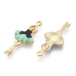 Printed Light Gold Tone Alloy Pendants, Ballerina Dancer Charms, Aquamarine, 29.5x13x2mm, Hole: 1.4mm(ENAM-N056-207D)