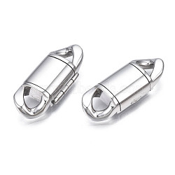 304 Stainless Steel Fold Over Clasps, Stainless Steel Color, 31.5x13x6mm, Hole: 5x5mm(STAS-S080-01C-P)
