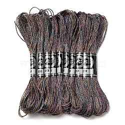 10 Skeins 12-Ply Metallic Polyester Embroidery Floss, Glitter Cross Stitch Threads for Craft Needlework Hand Embroidery, Friendship Bracelets Braided String, Colorful, 0.8mm, about 8.75 Yards(8m)/skein(OCOR-Q057-A05)