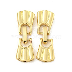 Rack Plating Brass Fold Over Claps, Long-Lasting Plated, Cadmium Free & Lead Free, Real 18K Gold Plated, 32x10.5x3.7mm, Hole: 1.2mm(KK-P277-31G)