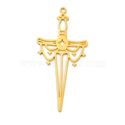 201 Stainless Steel Big Pendants, Sword Charms, Golden, 50x23x1mm, Hole: 1.6~1.8mm(STAS-E175-05G)