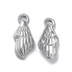 Non-Tarnish 304 Stainless Steel Pendants, Conch Charm, Stainless Steel Color, 22x9x3.5mm, Hole: 2mm(STAS-P324-07A-P)