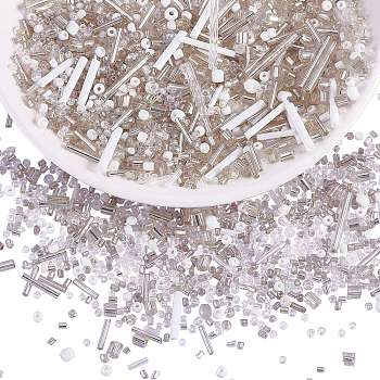 Glass Beads, Rice& Tube & Loose, Mixed Style, for DIY Bracelet Jewelry Making Kit, White, 1.5~4.5mm, 30g/bag