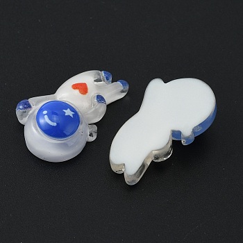 Space Theme Translucent Resin Cabochons, Spaceman Shape with Heart Pattern, Blue, 27x16.5x7.5mm