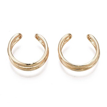 Brass Cuff Earrings, Real 18K Gold Plated, 13x12.5x4.5mm