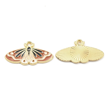 Alloy Enamel Pendants, Golden, Moths Charm, Peru, 15x28x1.5mm, Hole: 2mm
