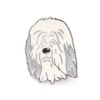 Dog Enamel Pin with Brass Butterfly Clutches, Alloy Badge for Backpack Clothing, Old English Sheepdog, 25x20x10mm, Pin: 1.1mm