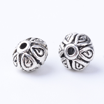 Tibetan Style Alloy Beads, Rondelle, Cadmium Free & Lead Free, Antique Silver, 7x5mm, Hole: 1mm