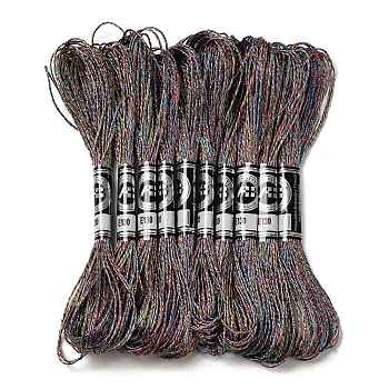 10 Skeins 12-Ply Metallic Polyester Embroidery Floss, Glitter Cross Stitch Threads for Craft Needlework Hand Embroidery, Friendship Bracelets Braided String, Colorful, 0.8mm, about 8.75 Yards(8m)/skein