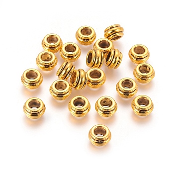 Tibetan Style Spacer Beads, Cadmium Free & Lead Free, Rondelle, Antique Golden, 12x7mm, Hole: 6.5mm