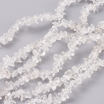 Natural Quartz Crystal Beads Strands, Rock Crystal Beads, Chip, 4~10x3~6mm, Hole: 0.2mm, 34.6 inch(88cm)