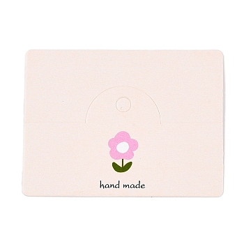 Paper Foldable Header Cards, Flower Printed Packaging Paper Card with Hanging Hole, Rectangle, PapayaWhip, 6x8x0.04cm, Hole: 0.6cm