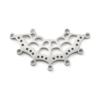 304 Stainless Steel Multi-Strand Links, Laser Cut, Spider Web, Stainless Steel Color, 13x25x1mm, Hole: 1mm