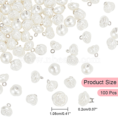 WADORN 100Pcs Plastic Imitation Pearl Shank Buttons(FIND-WR0010-12)-2