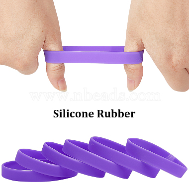 Flat Plain Silicone Cord Bracelet for Men Women(BJEW-WH0016-32E)-6