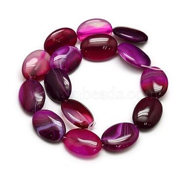 Natural Striped Agate/Banded Agate Oval Bead Strands(G-L175C-M)-3