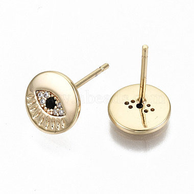 Brass Micro Pave Cubic Zirconia Stud Earrings(KK-S356-147G-NF)-2