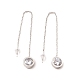 Crystal Rhinestone Flat Round Long Dangle Stud Earrings(EJEW-A067-06P)-1