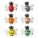 6Pcs 6 Colors Handmade Lampwork Beads, Bees, Mixed Color, 15.5~16.5x18.5~19x8mm, Hole: 1.4mm, 1pc/color(LAMP-FS0001-55)