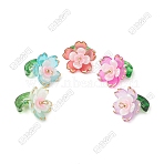 40Pcs 5 Colors Transparent Acrylic Pendants, Flower, with 304 Stainless Steel Loop, Golden Metal Enlaced, Mixed Color, 20.5x18x18.5mm, Hole: 1.8mm(PALLOY-SZ00023)