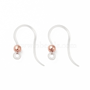 Transparent Resin Earring Hooks, with 316 Stainless Steel Round Beads and Horizontal Loop, Rose Gold, 16x12x3mm, Hole: 1.2mm, 21 Gauge, Pin: 0.7mm(RESI-G050-01RG)