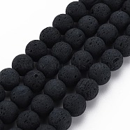 Synthetic Lava Rock Beads Strands, Dyed, Round, Black, 10mm, Hole: 1mm, about 38pcs/strand, 15.16 inch(38.5cm)(G-TD001-03)