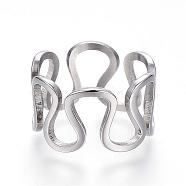 304 Stainless Steel Wide Band Rings, Hollow, Stainless Steel Color, Size 6, 16mm(RJEW-G081-29P-16mm)