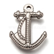 304 Stainless Steel Pendants, Anchor, Stainless Steel Color, 23.5x18.5x3.5mm, Hole: 1.5mm(STAS-H123-20P)