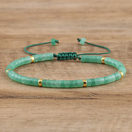 Natural Green Aventurine Beaded Braided Bracelets, Adjustable Women's Bracelets, (QH4784-3)