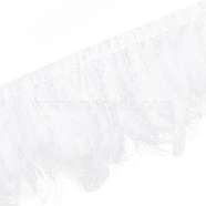 Rooster Hackle Feather Trim Fringe, for DIY Sewing Crafts Costumes Decoration, White, 6-1/4 inch(16cm), about 2m/bag(OCOR-WH0057-15)