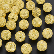 Transparent Crackle Acrylic Beads, Round, Gold, 14x13mm, Hole: 2.5mmhole: 2.5mm, about 340pcs/500g.(MACR-S373-66B-N14)
