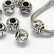 Alloy European Beads, Large Hole Rondelle Beads, with Constellation/Zodiac Sign, Antique Silver, Capricorn, 10.5x9mm, Hole: 4.5mm(PALLOY-S082-10)