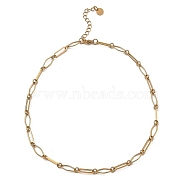 304 Stainless Steel Rhombus & Oval Link Chain Necklace, Real 18K Gold Plated, 16~16-1/8 inch(40.6~41cm)(BJEW-B072-03G)