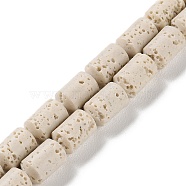 Synthetic Lava Rock Dyed Beads Strands, Column, Floral White, 10~10.5x6mm, Hole: 1mm, about 38pcs/strand, 15.24''(38.7cm)(G-H311-04-02)