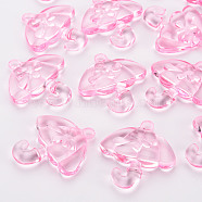 Transparent Acrylic Pendants, Umbrella with Bowknot, Pearl Pink, 42.5x38x7.5mm, Hole: 3x3.5mm, about 109pcs/500g(TACR-T024-01B-903)