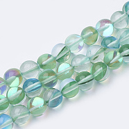 Synthetic Moonstone Beads Strands, Holographic Beads, Dyed, Round, Green, 6mm, Hole: 0.5mm, 65pcs/strand, 15.7 inch(G-S283-6mm-11A)