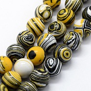 Synthetic Malachite Beads Strands, Dyed, Round, Black, 6mm, Hole: 1mm, about 63pcs/strand, 14.96 inch(38cm)(G-A186-A-02)