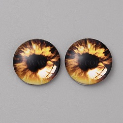 Glass Cabochons, Half Round/Dome with Eye Pattern, Coconut Brown, 20x5.5mm(GLAA-WH0033-75F-07)