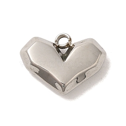 304 Stainless Steel Charms, Heart Charm, Stainless Steel Color, 11x15x4mm, Hole: 1.6mm(STAS-S131-06P)