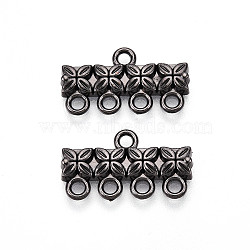 Alloy Chandelier Component Links, Rectangle with Flower Connector, Gunmetal, 11x20x2.5mm, Hole: 1.8mm, about 740pcs/1000g(PALLOY-WH0110-13B)